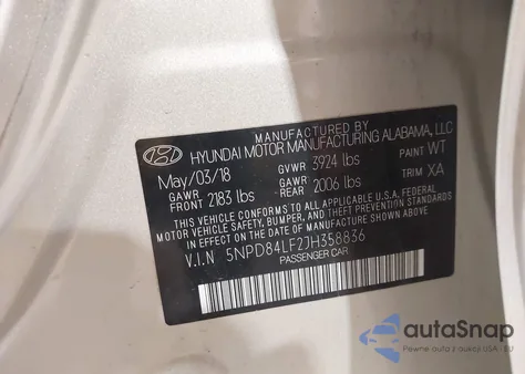 2018 Hyundai Elantra Sel from USA, damaged, VIN 5NPD84LF2JH358836